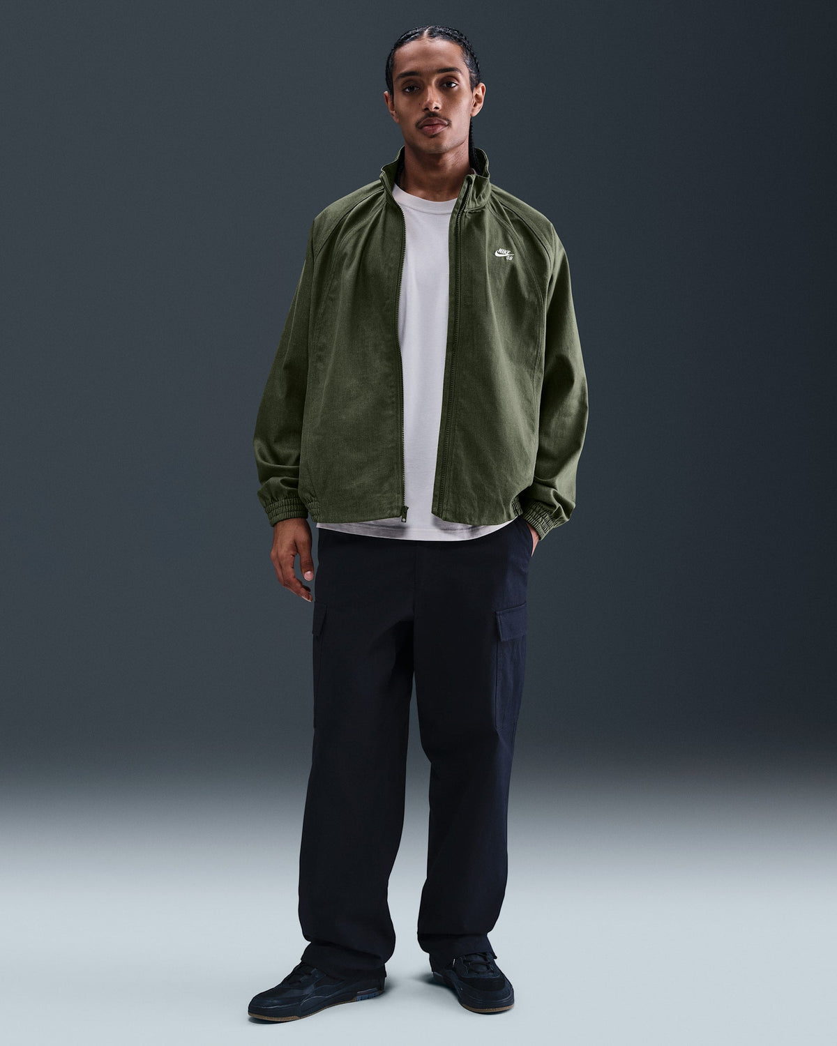 Nike Sb Denim Full Zip-Up Track Jacket - Olive/Green